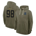 IN.Colts #98 Arden Key Player Olive Limited 2025 Salute To Service Hoodies Game Cooneas Stitched Jerseys