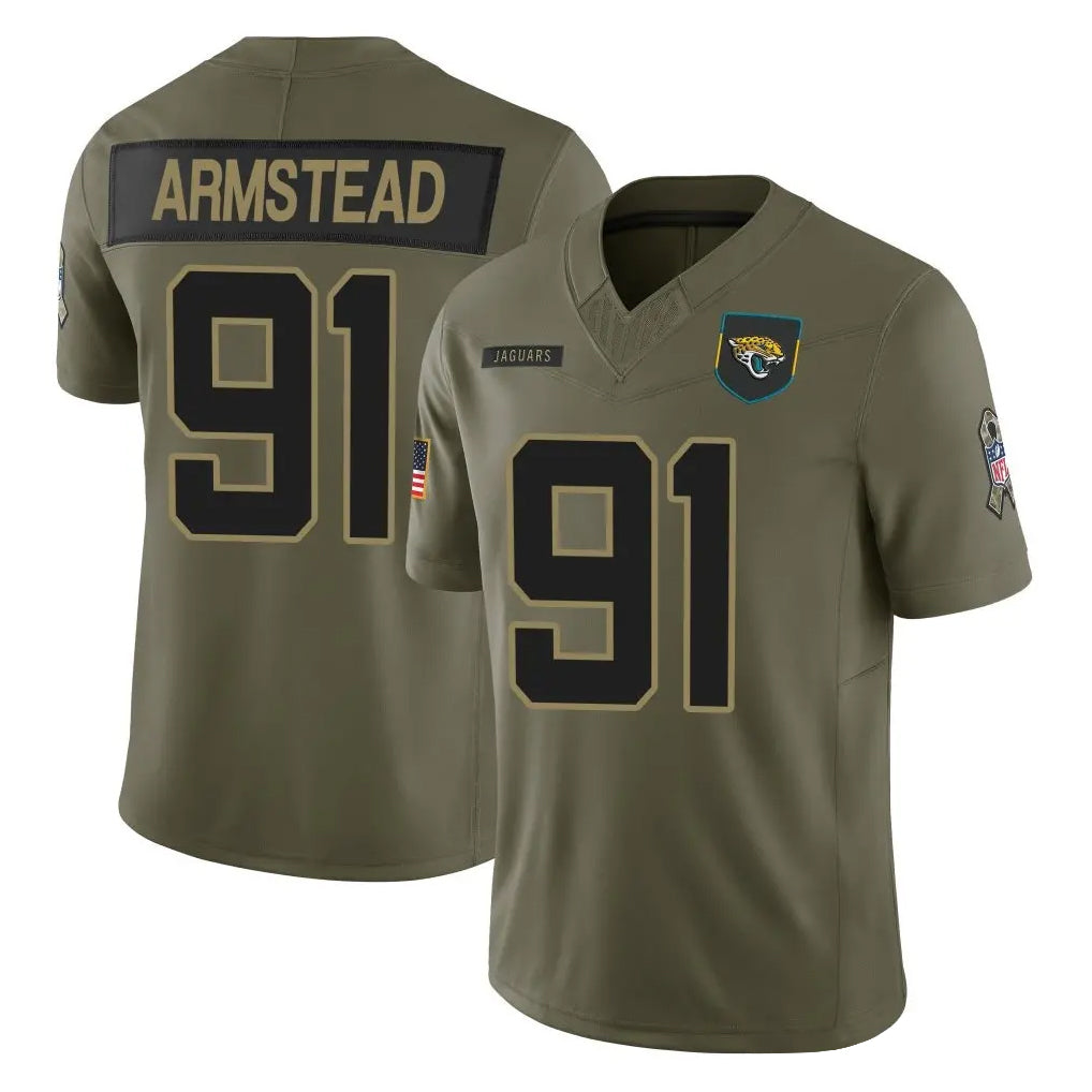 J.Jaguars #91 Arik Armstead Player Olive 2025 Salute To Service Limited Game Cooneas Stitched Jerseys