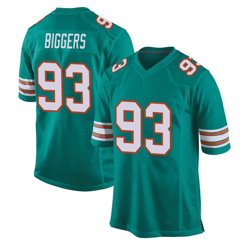 M.Dolphins #93 Zeek Biggers Player Aqua Alternate Home Game Cooneas Stitched Jerseys