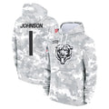 C.Bears #1 Jaylon Johnson Player Arctic Camo Salute to Service Pullover Hoodies Limited Cooneas Stitched Jerseys
