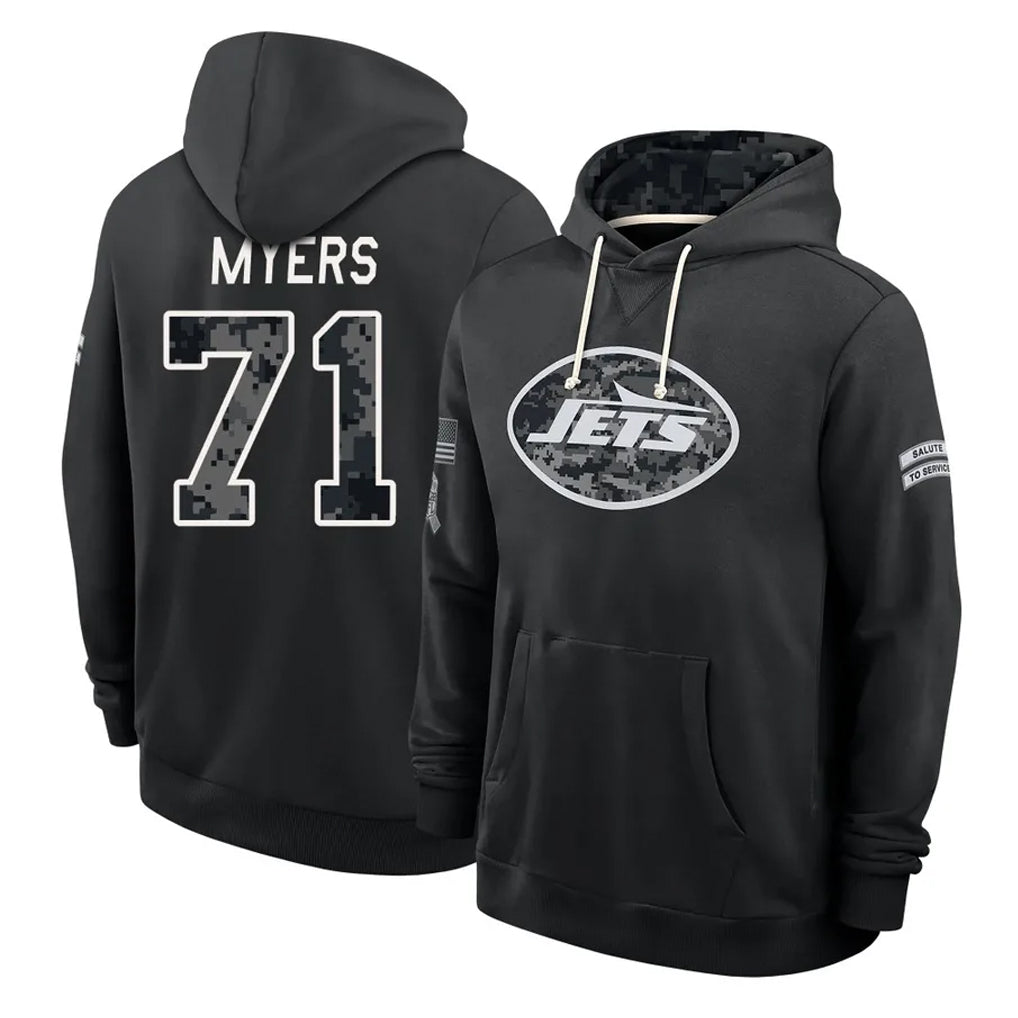 NY.Jets #71 Josh Myers Player 2026 Black Logo Pullover Hoodies Limited Game Cooneas Stitched Jerseys