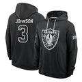 LV.Raiders #3 Taron Johnson Player 2026 Black Logo Pullover Hoodies Limited Game Stitched Jerseys