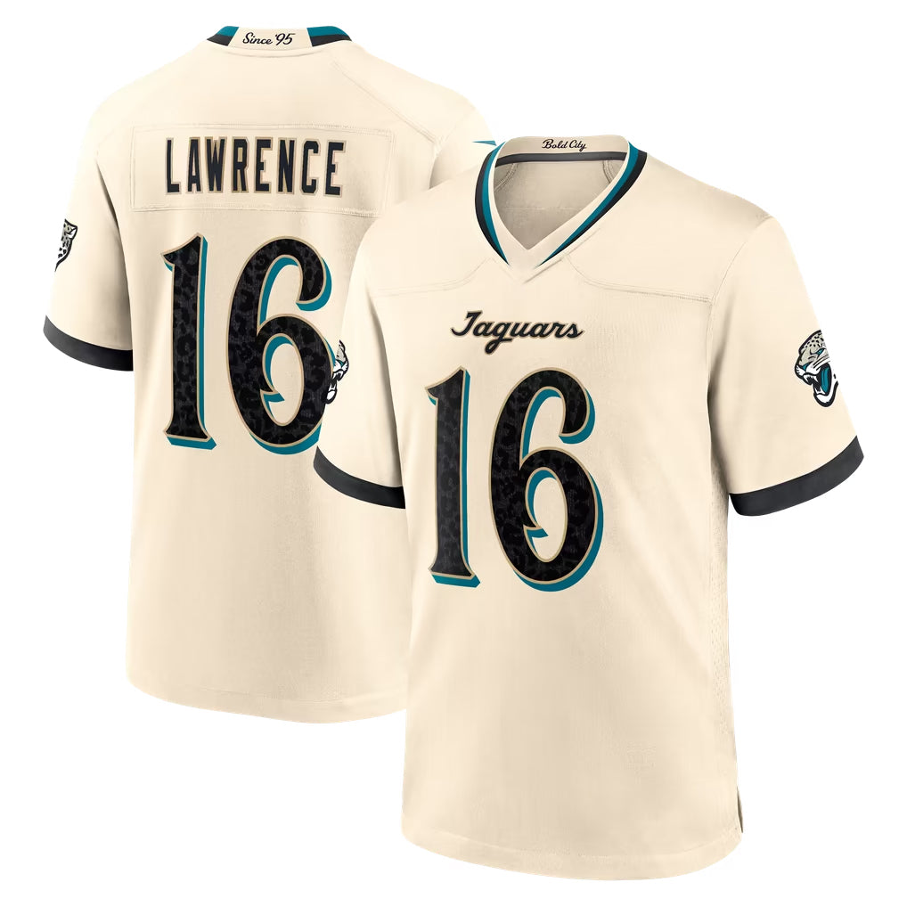 J.Jaguars #16 Trevor Lawrence Player Natural 2026 Rivalries Collection Game Cooneas Stitched Jerseys
