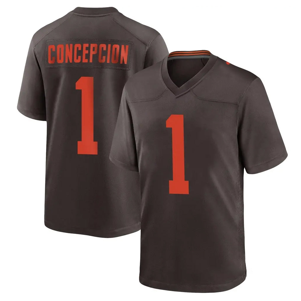 C.Browns #1 KC Concepcion Player Brown Alternate Home Game Cooneas Stitched Jerseys