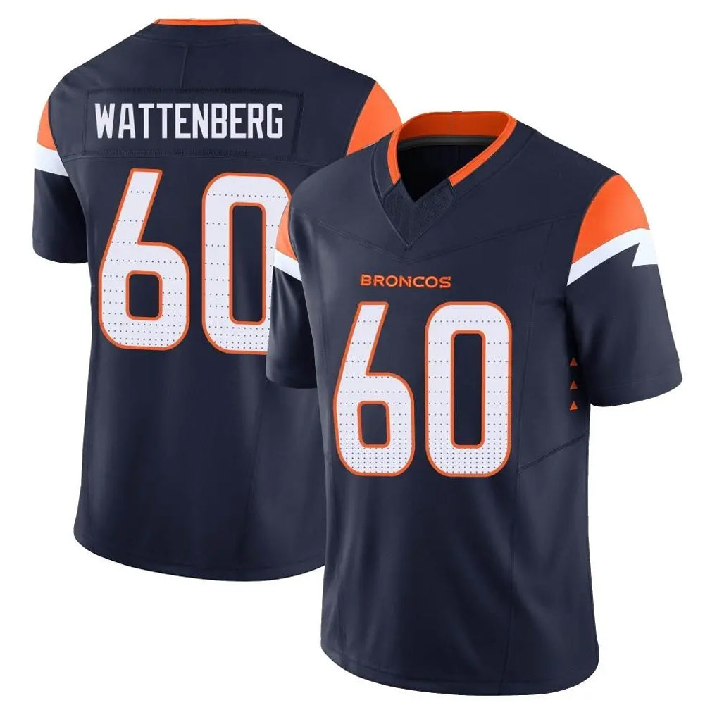 D.Broncos #60 Luke Wattenberg Player Navy Limited Vapor F.U.S.E. Home Game Cooneas Stitched Jerseys