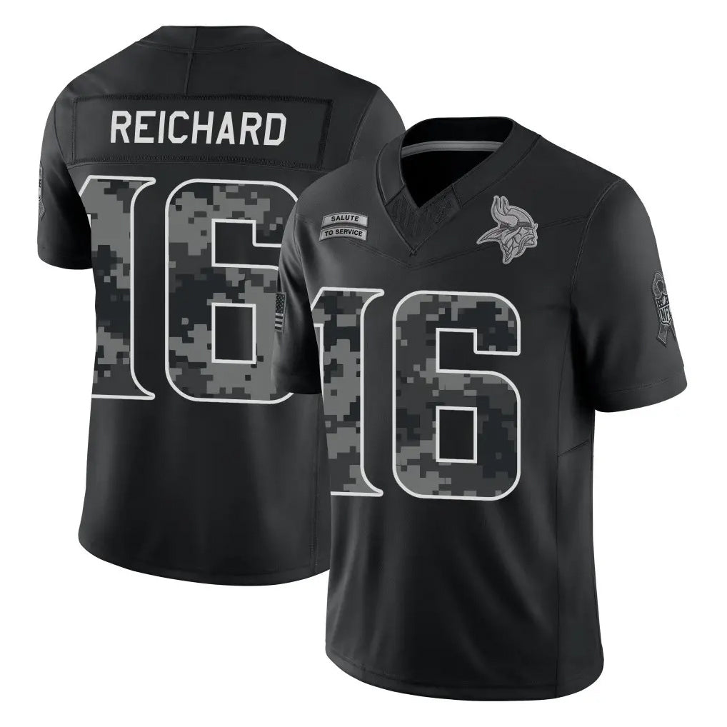 MN.Vikings #16 Will Reichard Player Black Limited 2026 Salute to Service Home Game Cooneas Stitched Jerseys