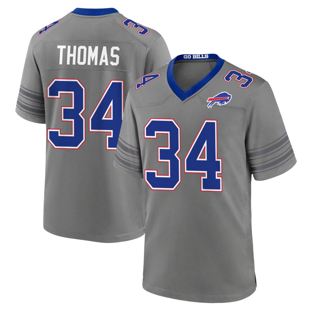 B.Bills #34 Thurman Thomas Player Gray Nickel City Home Game Cooneas Stitched Jerseys